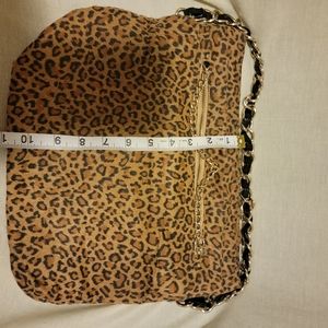 Express Design Studio Suede Leopard Print  Shoulder Clutch